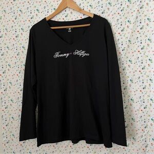 Black v-neck long sleeve Tommy Hilfiger top